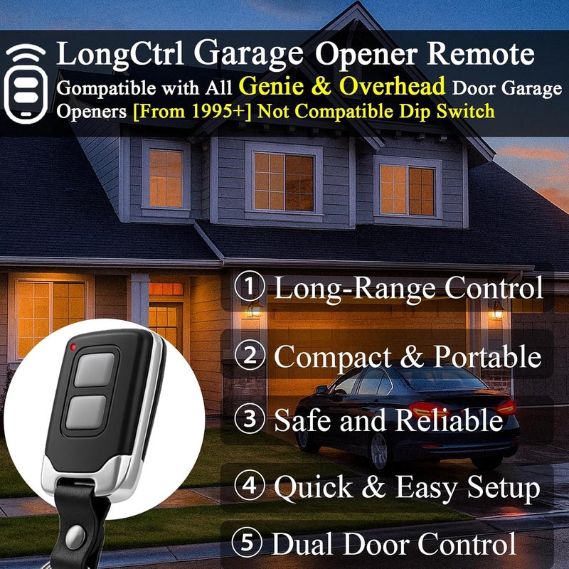 LongCtrl 3 Replacement for Genie & Overhead Door Garage Door Opener Remote G3T-R G3T-BX G3T-A,only Compatible with All Intellicode Genie Overhead Garage Openers from 1995 - Image 2